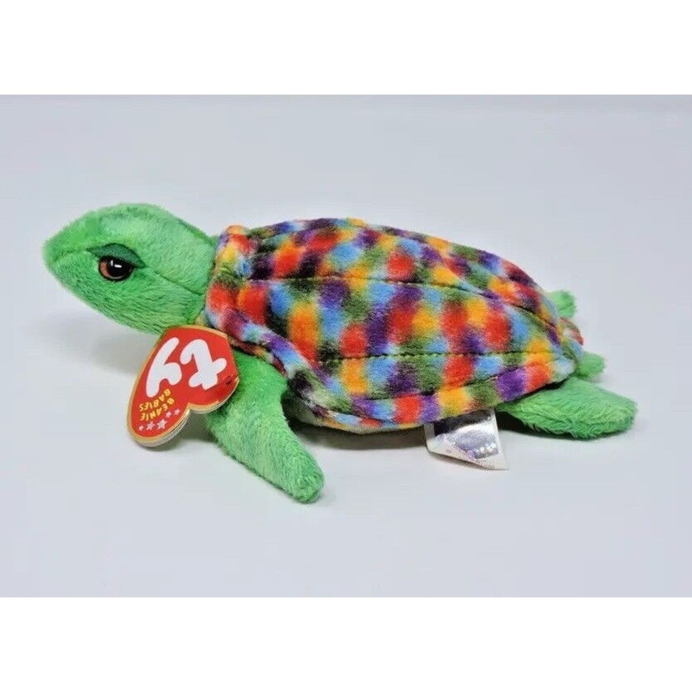 2001 Ty Beanie Babies 6 inch Zoom the Sea Turtle Rainbow Shell Tag Errors